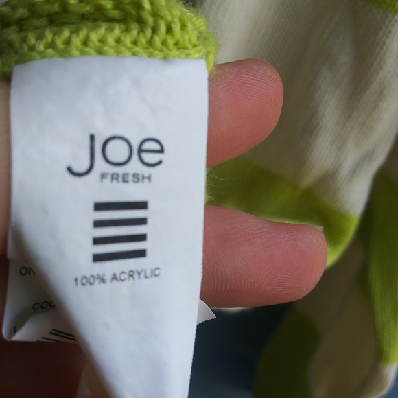 Joe Fresh Women's Size XL Green Ivory Striped Sweater B Tote - Picture 5 of 6